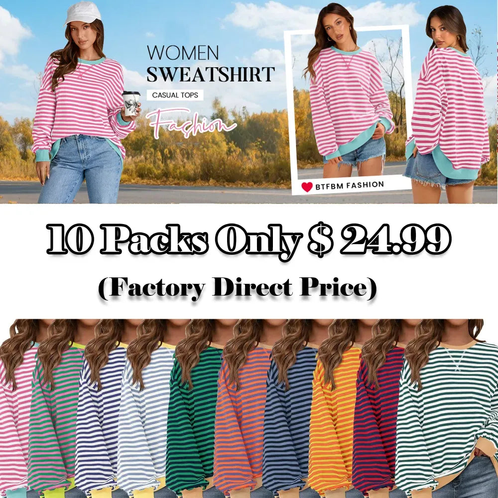 ✨ Women’s Striped Hoodie Sweatshirt – Cozy, Cute & Fall-Ready