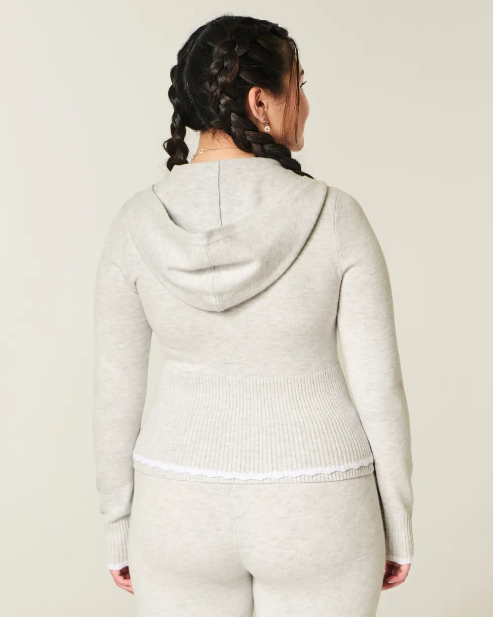 Cable-Knit Zip-Up Hoodie Sweater