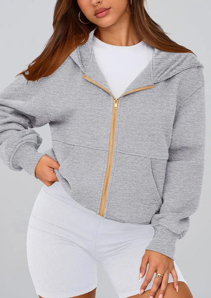 Hoodies ForWomen Sweatshirt Zip Up HoodieFall Fashion Trendy Long SleeveJackets Winter Clothing Outfits
