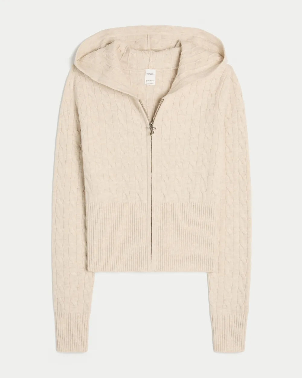 Cable-Knit Zip-Up Hoodie Sweater
