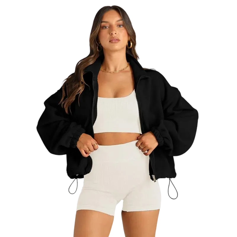 Women's Stand Collar Jacket Long Sleeve Sweatshirt Women's Fall Jacket