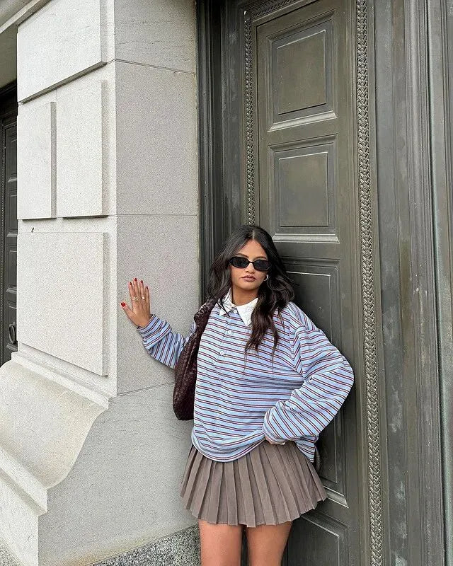 Stripey Oversized Collared Shirt