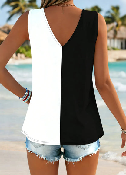 Dusty Blue Tummy Coverage Striped Strappy Tank Top