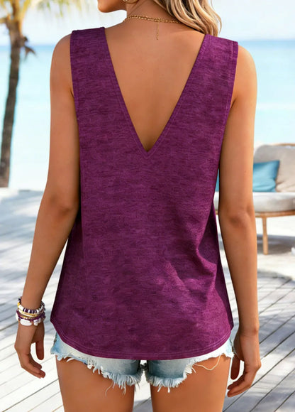Dusty Blue Tummy Coverage Striped Strappy Tank Top