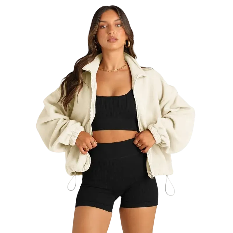Women's Stand Collar Jacket Long Sleeve Sweatshirt Women's Fall Jacket