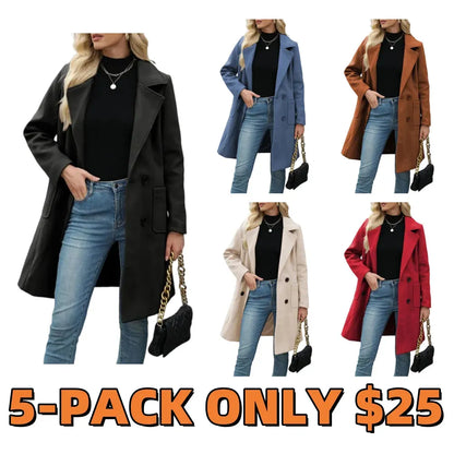 Women Wool Blend Camel Mid-Long Coat