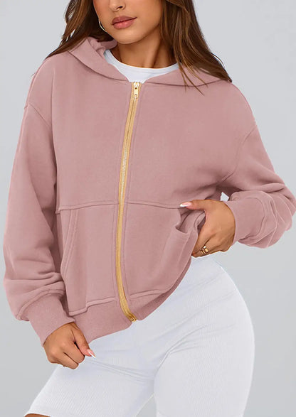 Hoodies ForWomen Sweatshirt Zip Up HoodieFall Fashion Trendy Long SleeveJackets Winter Clothing Outfits