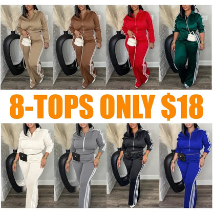Casual Long Sleeve Zip Up Jacket & Pants Set
