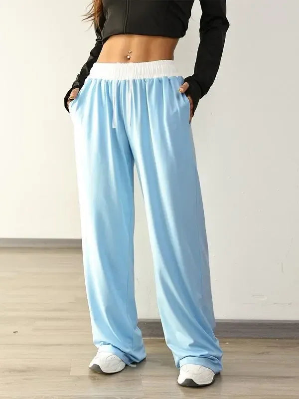 Women's Colorblock Drawstring Waist Sports Jogger Pants