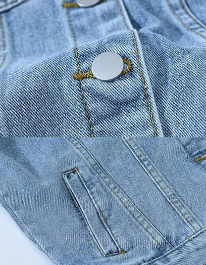 Women's Solid Color Button Denim Jacket