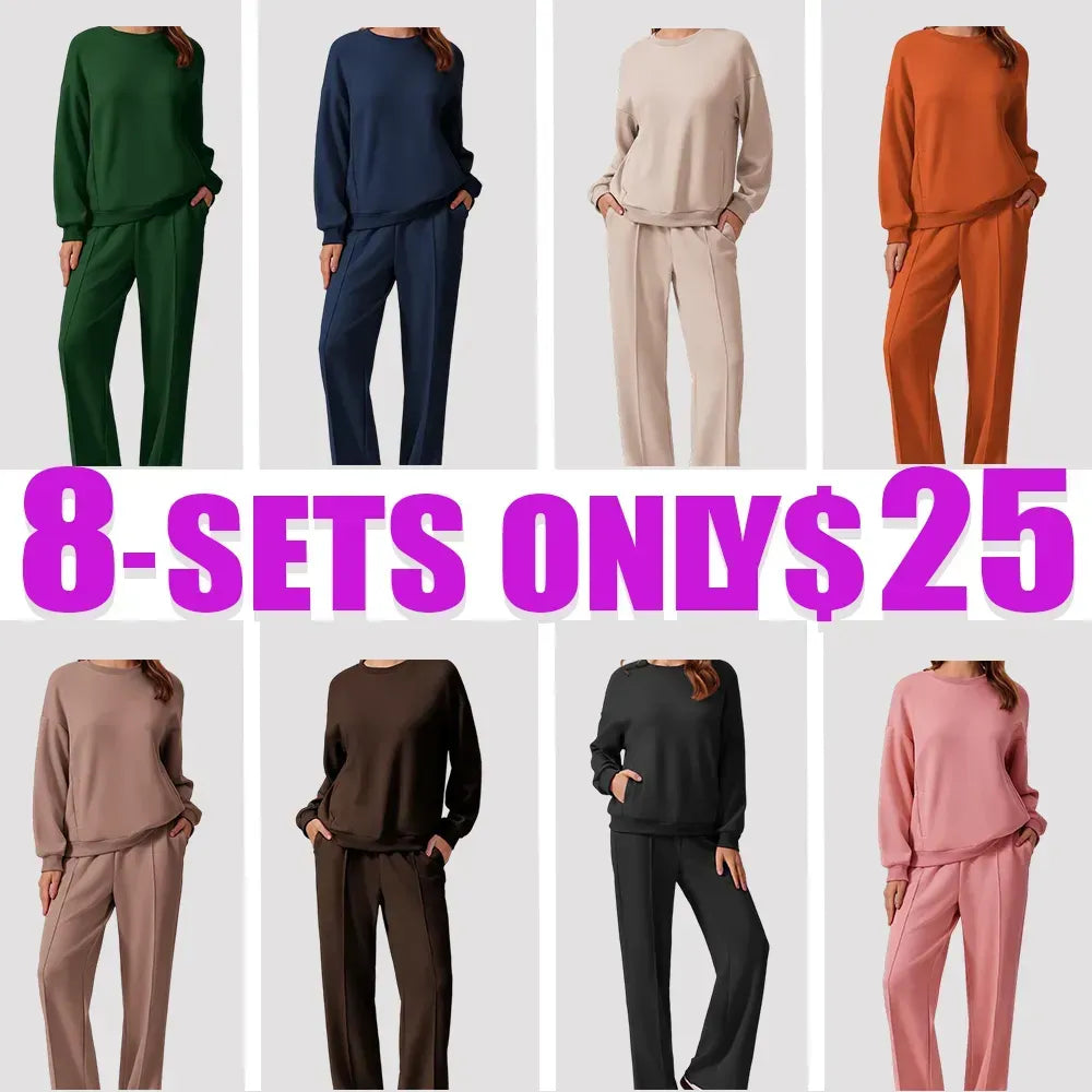 2-Piece Sweatshirt & Pants Set – Comfy Travel or Home Outfit