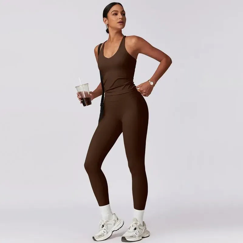Women's Crisscross Back Tank & High-Waist Butt-Lift Leggings Set