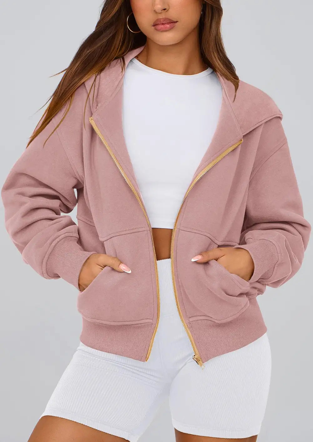 Hoodies ForWomen Sweatshirt Zip Up HoodieFall Fashion Trendy Long SleeveJackets Winter Clothing Outfits