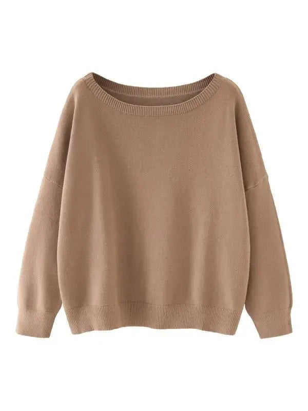 Women's Plain Scoop Neck Sweater