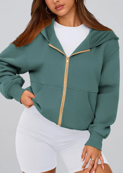 Hoodies ForWomen Sweatshirt Zip Up HoodieFall Fashion Trendy Long SleeveJackets Winter Clothing Outfits