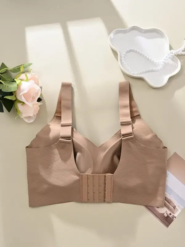 Women's Solid Color Wireless Bra,Comfortable Breathable Push Up Bra