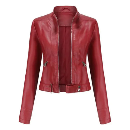 New Women's Short LeatherJackets, Small Outerwear for Springand Autumn