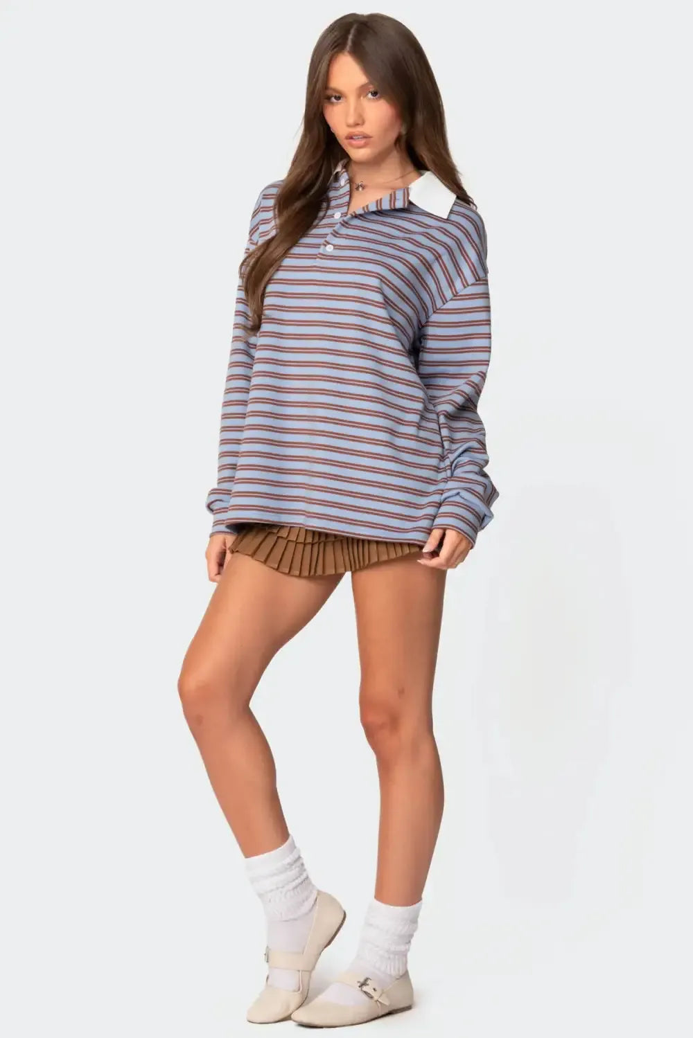 Stripey Oversized Collared Shirt