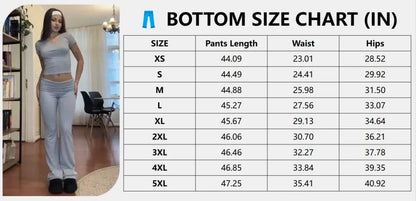 Women's Two-Piece Casual Set: Fitted Short-Sleeve Top with Bell-Bottom Pants