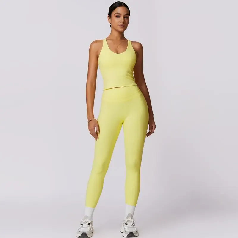 Women's Crisscross Back Tank & High-Waist Butt-Lift Leggings Set