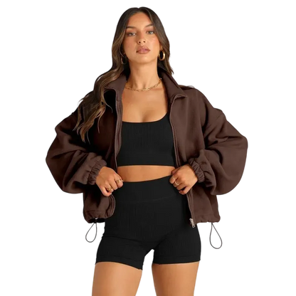 Women's Stand Collar Jacket Long Sleeve Sweatshirt Women's Fall Jacket