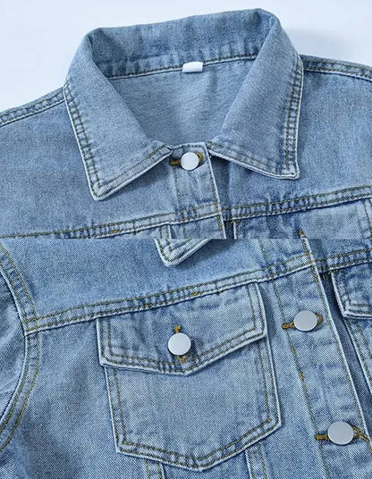 Women's Solid Color Button Denim Jacket